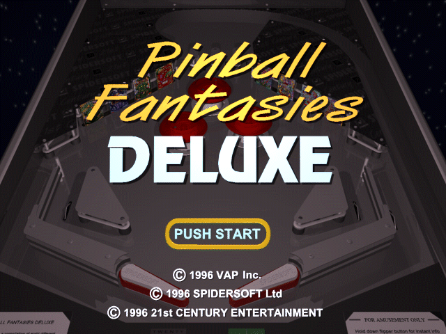 Pinball Fantasies Deluxe title screen for Playstation